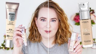 DRUGSTORE FOUNDATION BATTLE | L&#39;Oreal True Match VS Maybelline Dream Urban Cover