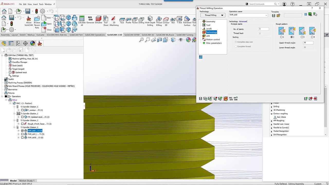 SolidCAM 2021: Thread Milling - Rough Patterns