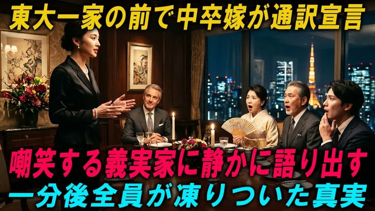 私は「中卒のお前が通訳ですって？冗談はやめて」と、義母に高級レストランで笑い飛ばされました。東大卒の夫と義父は、私をまるで家畜のように扱います。3年間、私が必死に尽くしても、彼らの私への扱いは変わりませんでした。でも、彼らは知らない。私がどれだけのものを背負っているかを。あの日、私はついに言ってやったのです。「お待ちください、ジャン・ピエール様」と、完璧なフランス語で。彼らの嘲笑が、静寂に変...