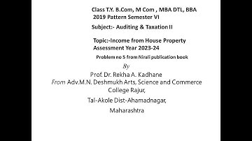 Income from House Property Problem no 5 Nirali pub.(A.Y 2023-24)useful  T Y B Com, M Com, M B A,DTL