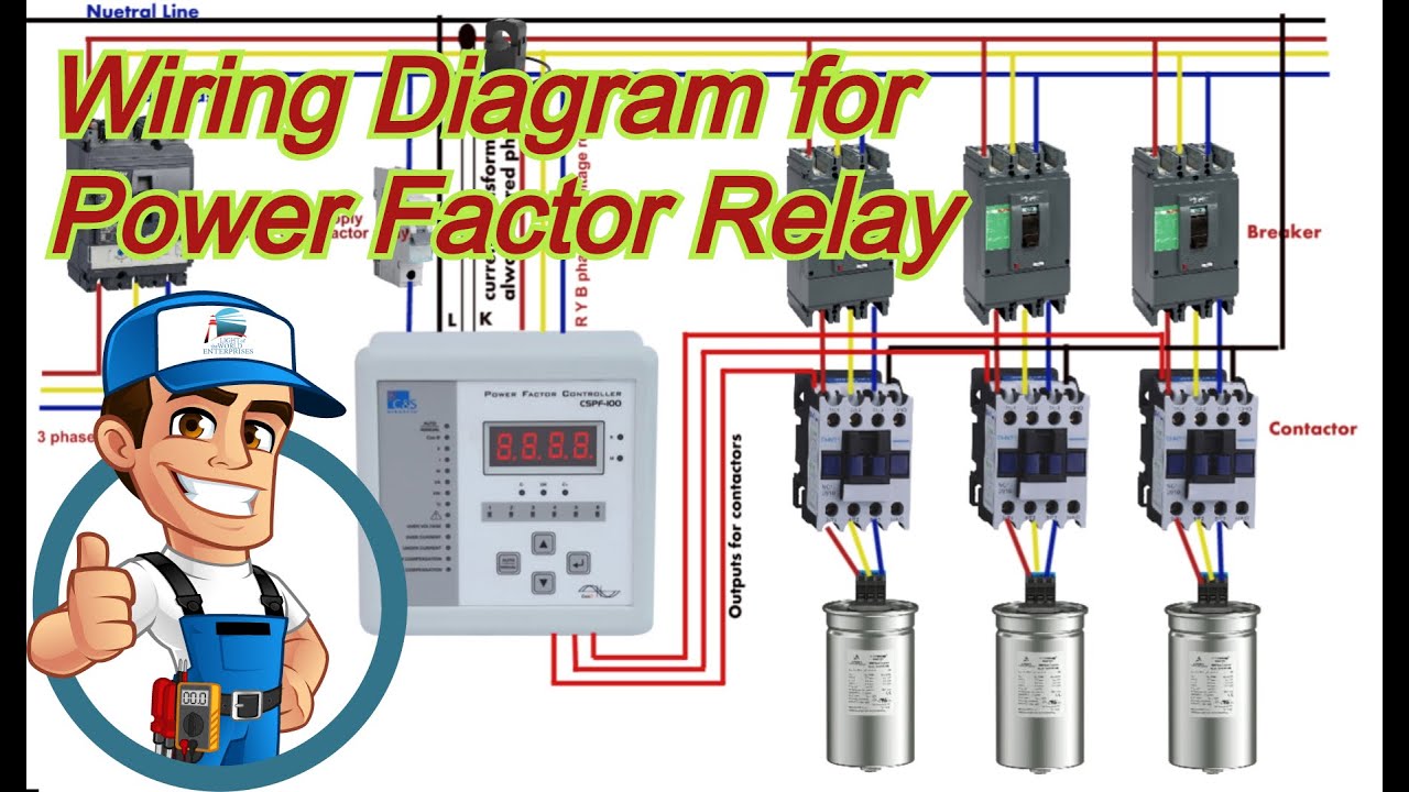 Wiring Diagram of Power factor correction relay - YouTube