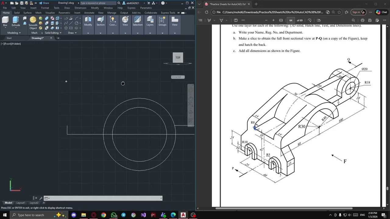 Autocad 3D past exam 5 explained