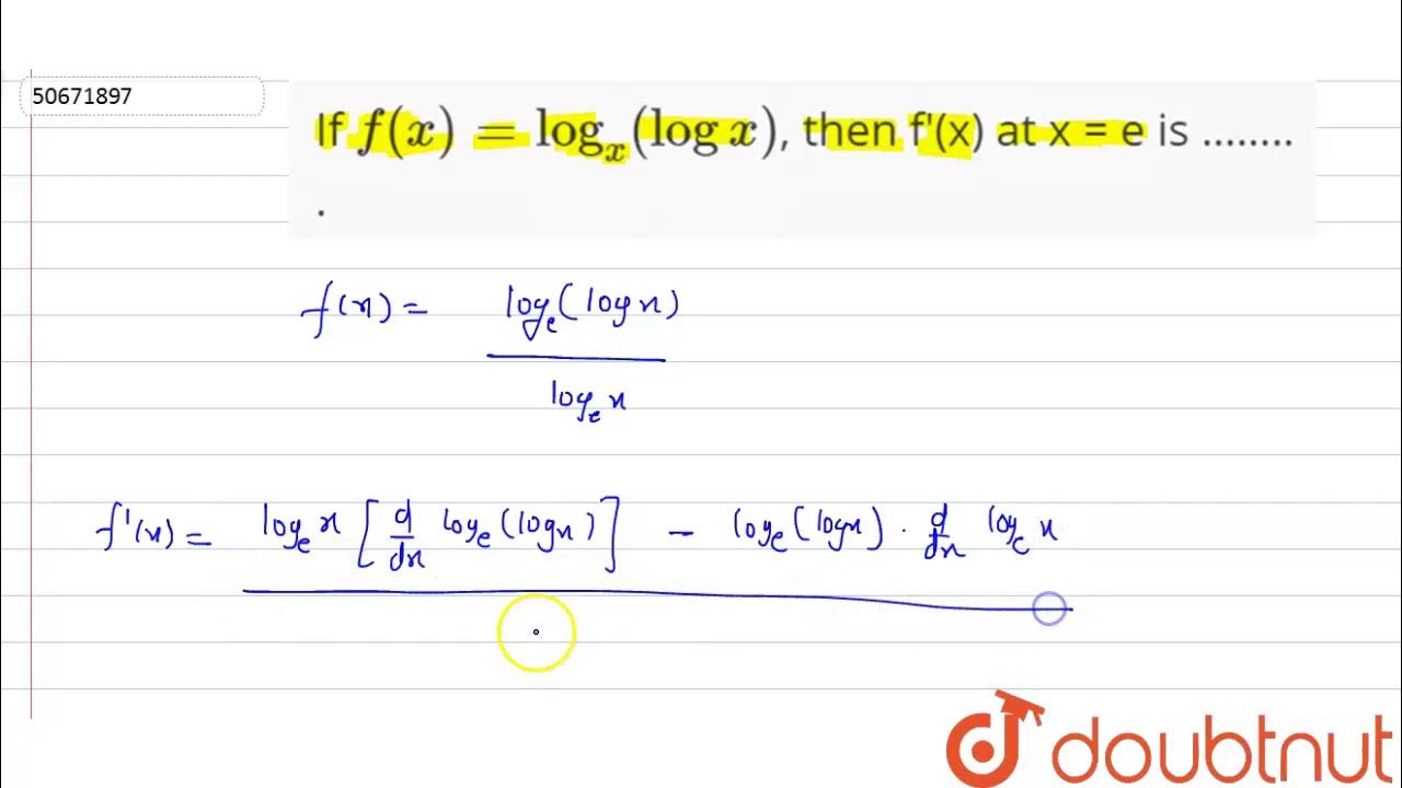 If F x Log x log X Then F x At X E Is YouTube if-f-x-log-x-log-x-then-f-x-at-x-e-is-youtube