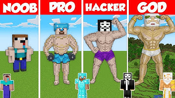 MUSCLE GYM STATUE HOUSE BUILD CHALLENGE - Minecraft Battle: NOOB vs PRO vs HACKER vs GOD / Animation
