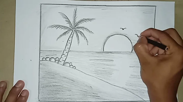 How to draw a sunset sea Beach//pencil drawing & Sketching//Shedding