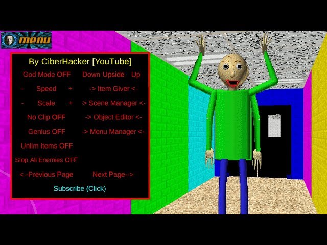 Baldi'S Basics In Education And Learning Mod Menu Download