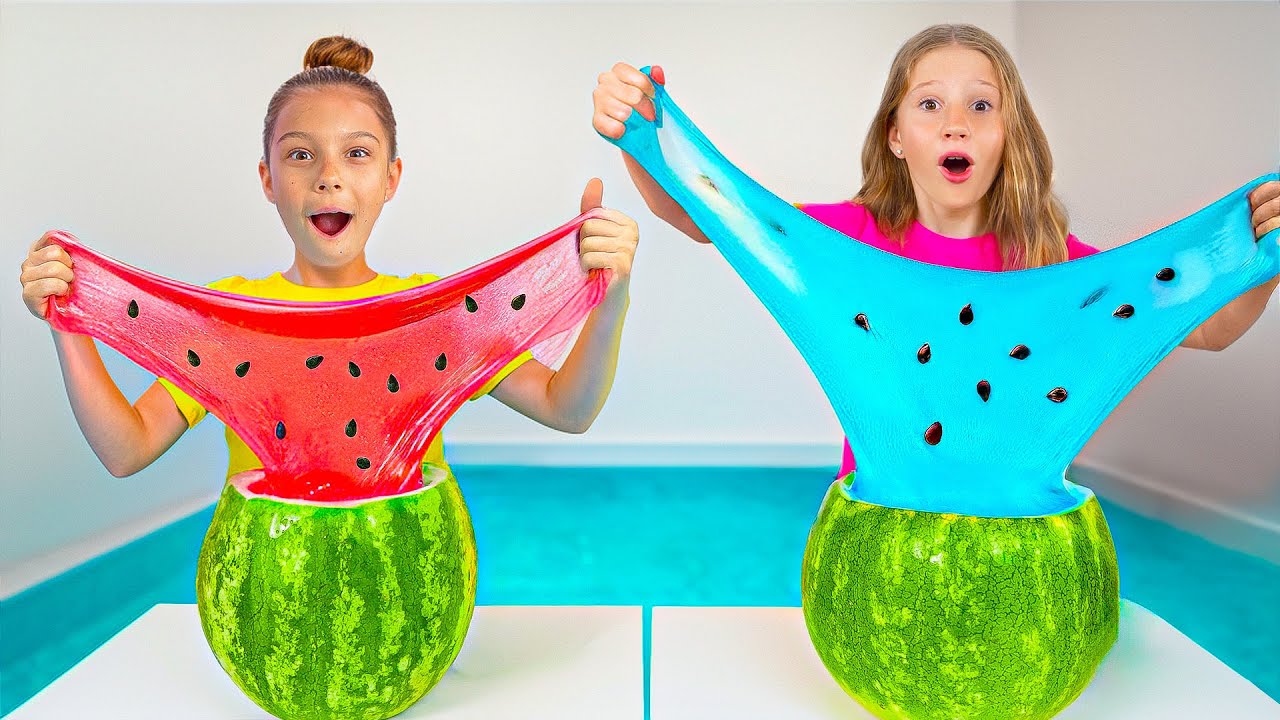 Giant slime at home with Nastya and friends