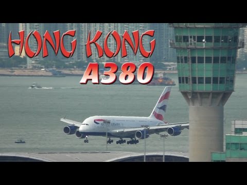 Great AIRBUS A380 Action from HONG KONG!