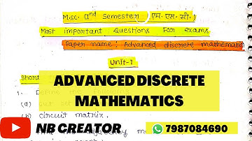 Advanced discrete mathematics Important question || Msc 2nd semester ||