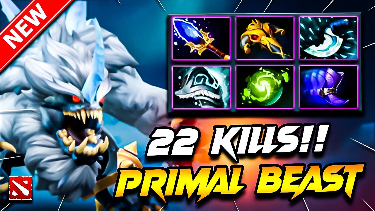 PRIMAL BEAST Dota 2  Gameplay | x22 Kills!! Primal Beast DOTA 2 Carry Build Pro Gameplay 7.39