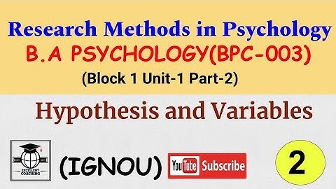 #IGNOU BPC 003||#Research Methods in Psychology||#Hypothesis and Variables||#Block1||#Unit1||#Part 2