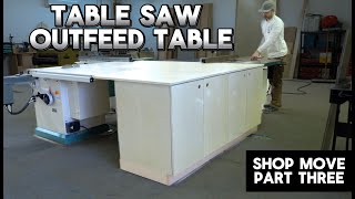 SHOP PROJECTS | Massive outfeed table in a custom cabinetry shop.  Tons of storage!