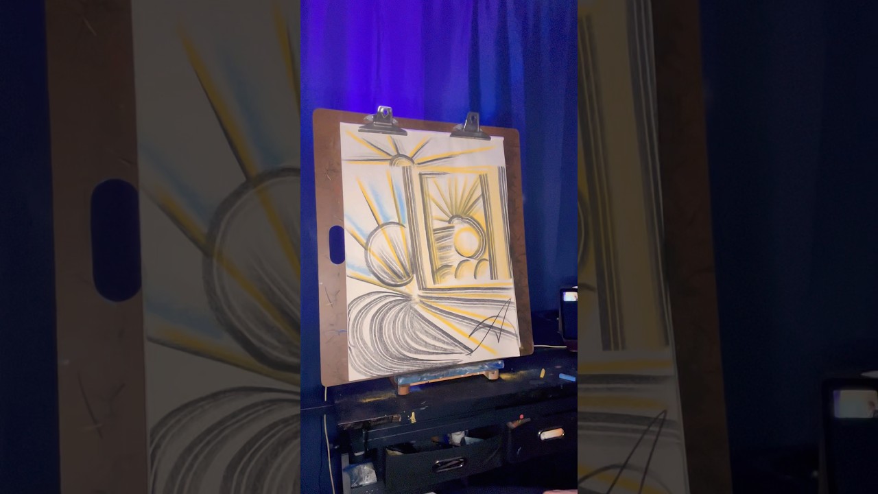 “Out the Window” Non objective charcoal drawing by Alexander Levesque