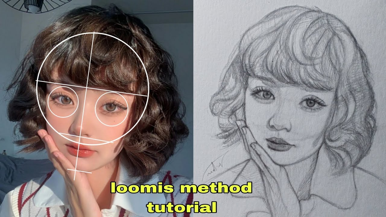 Learn to draw a girl in an easy way, draw a face using the Loomis ...
