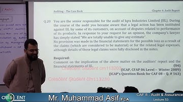 AUDIT || Lecture 53 || Sir Asif || Autumn 2022