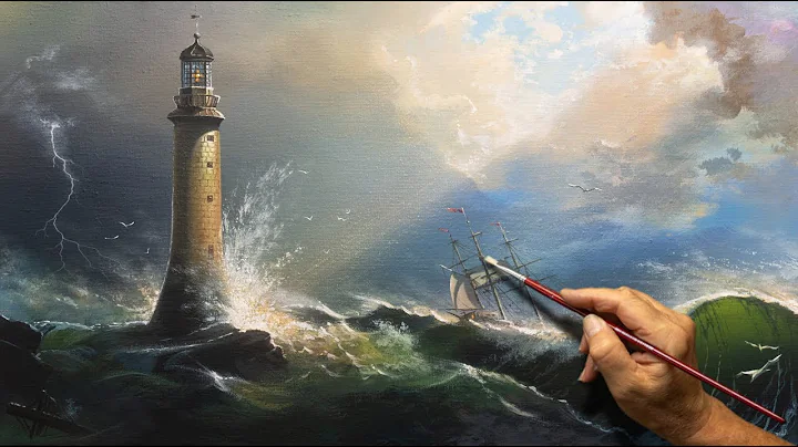 "Storm at sea" Seascape, lighthouse, ship, how to ...