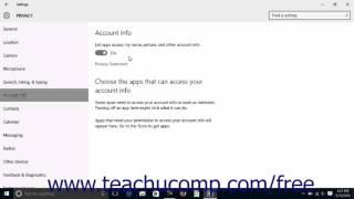 Windows 10 Tutorial Account Info Privacy Settings Microsoft Training