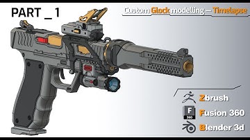 1 Part — Highpoly   |   Full pipeline Timelapse — Gameready Custom Glock