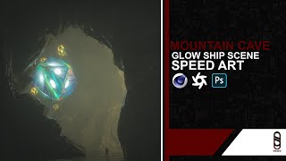 MOUNTAIN CAVE GLOW SHIP SCENE - Speed Art | Cinema 4D/Octane
