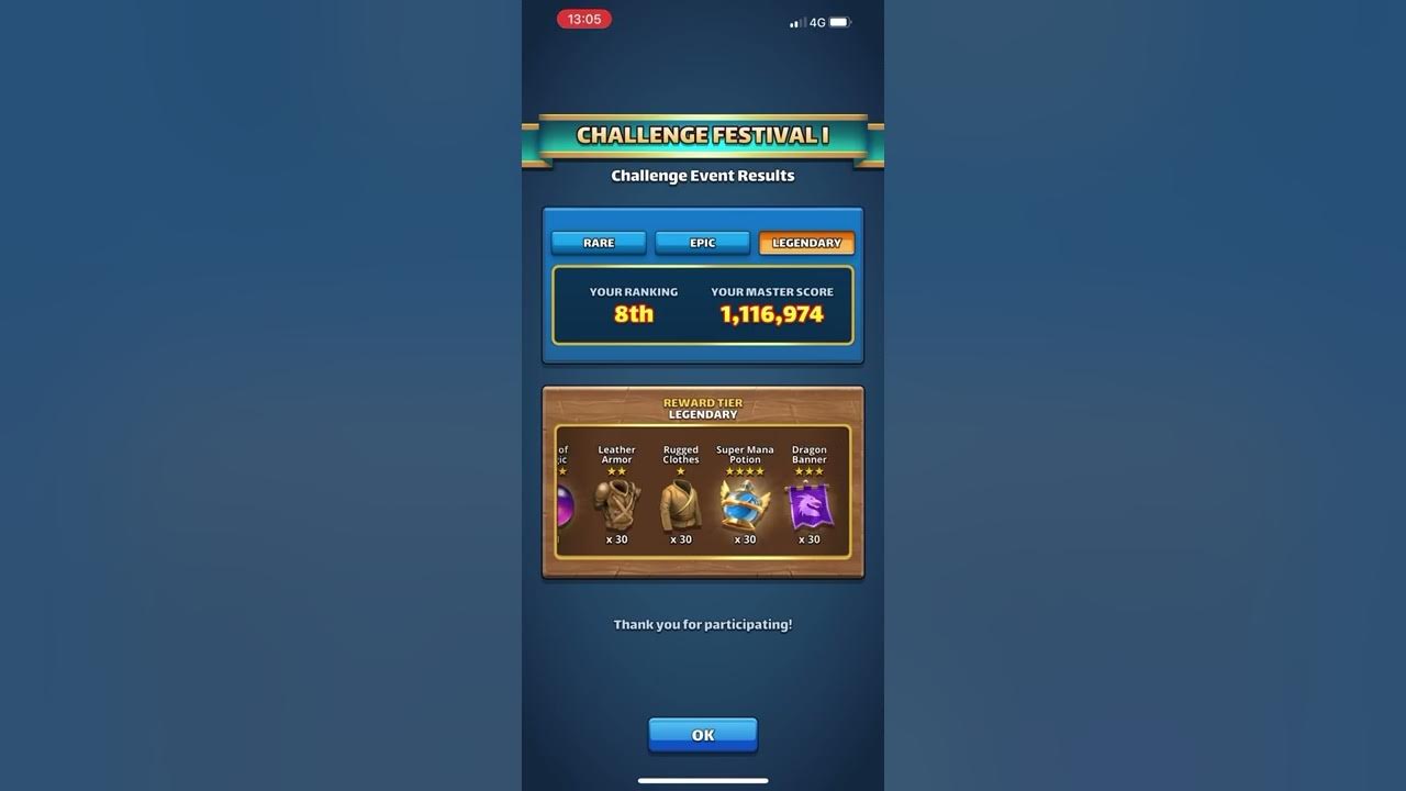 Empires and Puzzles , Challenge Festival I , Results and Rewards