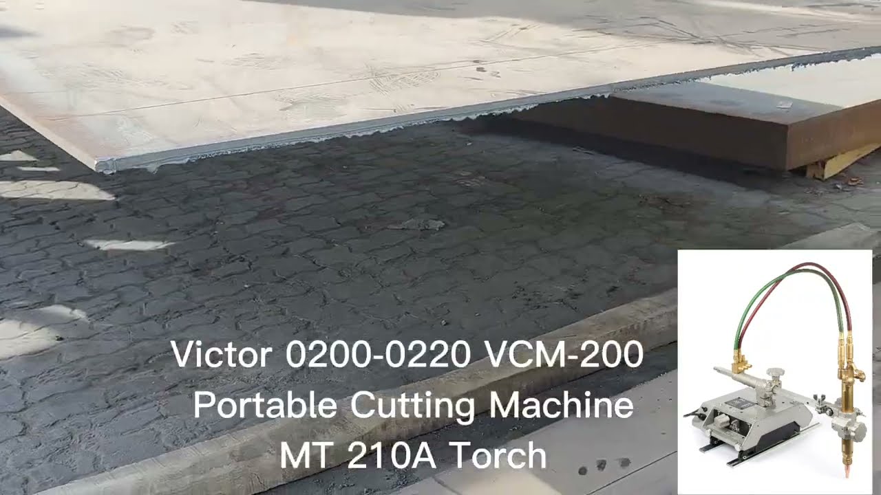 Cutting steel plate using Victor 0200-0220 VCM-200 Portable Cutting Machine MT 210A Torch and Rack