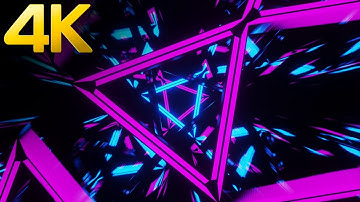 4K Abstract Rotating Triangle Tunnel Pink & Blue Color Neon Video Background Screensaver (No Sound)