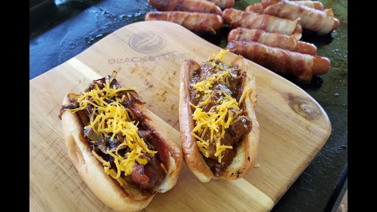 Bacon Wrapped Hot Dogs on the Blackstone Griddle YouTube
