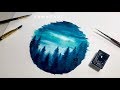 Simple Watercolor Forest Circle Tutorial for Beginners