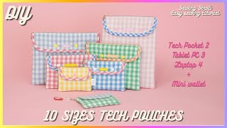 10 Size Tech Pouch& Laptop sleeve Sewing Tutorial | Laptop, Tablet, Mini Wallet DIY | Zipper ends