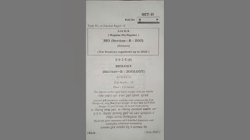 2025 Zoology Board Exam Question Paper 12th class chse Odisha science stream