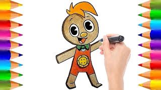 Draw and Color the Singing Toy Pin-Pon Doll | Drawings for Kids