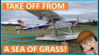 Seaplane take off from solid ground