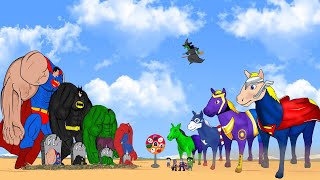 Team HuLK, SpiderMan,SuperMan & The Evolution of the Horse Team MARVEL : Evolution Mystery | FUNNY