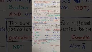 The Basic Boolean Operations in Boolean algebra l NOT l AND l OR Operations #shorts #booleanalgebra