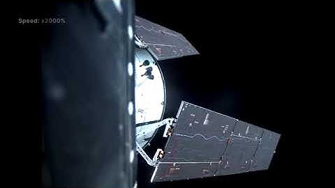 Artemis I, Οrion moves solar arrays for perigee raise maneuver - 20X timelapse