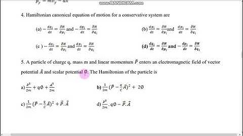 Ddu Gorakhpur University Bsc 3rd year Classical Mechanics Objective Question 2021