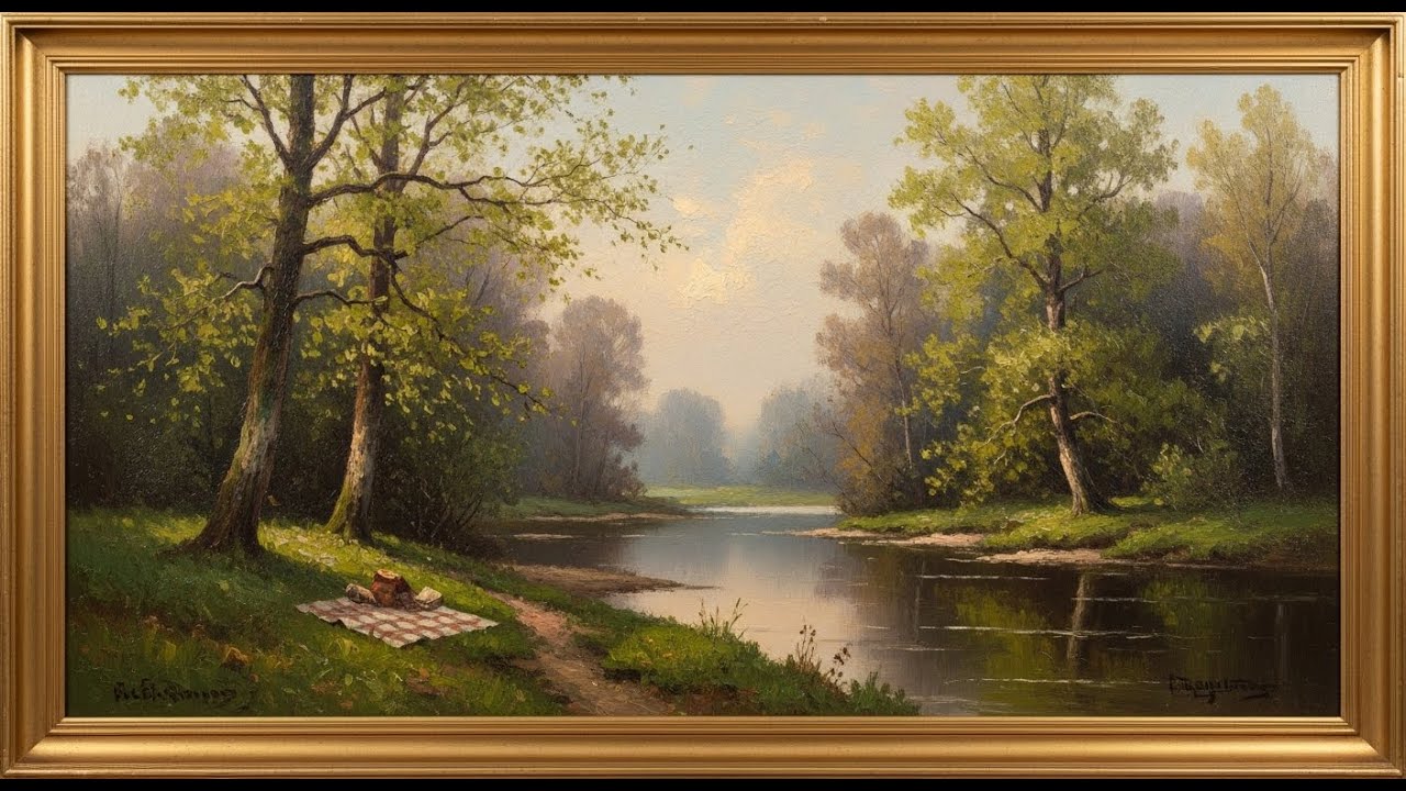 Frame TV Art with Music: Summer Picnic by the River | Samsung Frame TV Art | 4K Classical Landscape