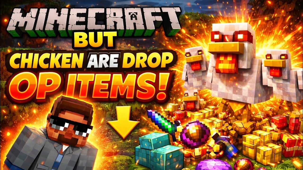 MINECRAFT BUT CHICKEN ARE DROP OP ITEMS PART 02 #tophitgaming #opitems ...