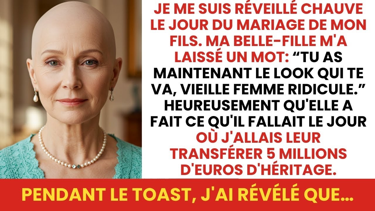 Je me suis réveillée un samedi matin, la main sur la tête, et j'ai senti que mes cheveux avaient disparu. Sur ma table de nuit, un mot soigné : « Maintenant, tu as l'apparence qui te correspond,...