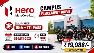 Hero Motocorp Campus Placement 2026 🔥 ITI Jobs | Gorakhpur Campus Drive