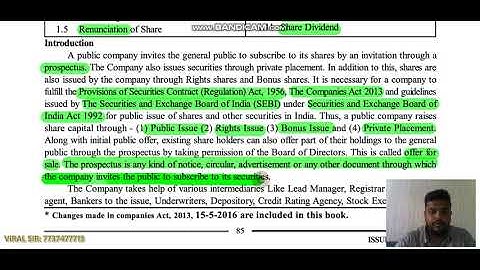 ISSUE OF SHARES I 12 COMMERCE I SPCC I SP CHAPTER 1 I PART 1I BY VIRAL SIR