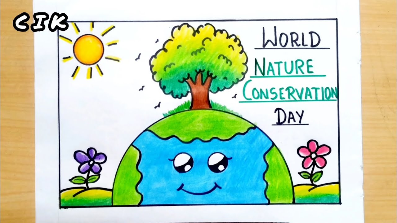 World nature conservation day with kids map Vector Image
