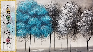 painting acrylic pop trees yellow purple beginner turquoise