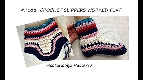 Easy Crochet Slippers: Flat Worked Pattern #2611