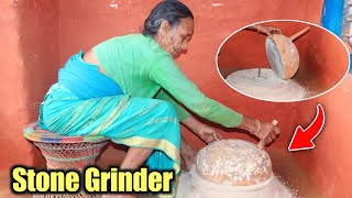 Make A Natural Stone Grinder For Village || Traditional Grain Mill From Stone || Hand Carved