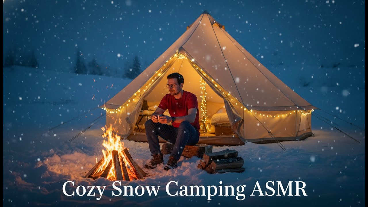 Alpine Snow Solitude: Cozy Solo Camping in Gentle Falling Snow | ASMR Relaxation