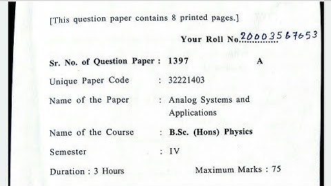 Analog System and Applications Question Paper - 3,  DU | Semester-IV |University of Delhi #du #2022