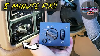 Dimming Dash Lights? No Lights? Replace Silverado Headlight and Dimmer Switch | Less than 5 minutes