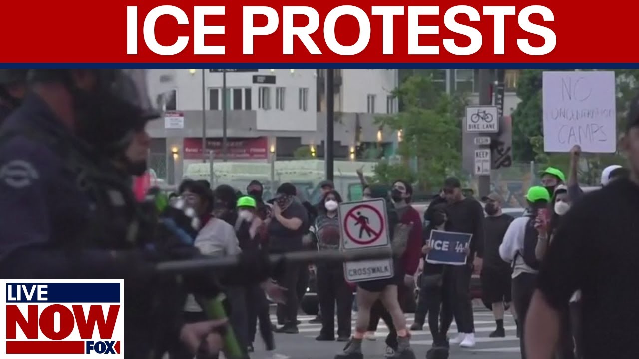 Police clash with protestors in Los Angeles after ICE raids