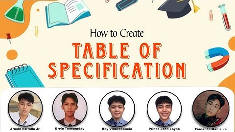 How to Create Table Of Specifications (TOS)